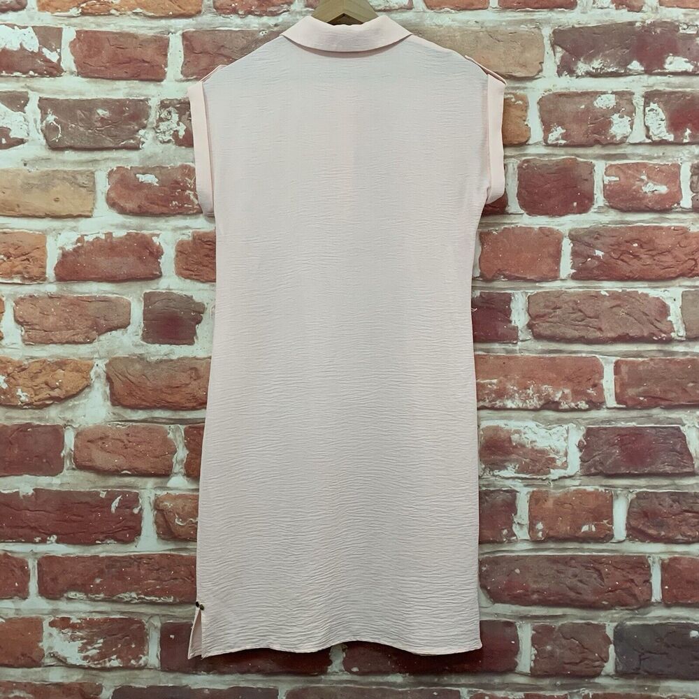 Tommy Hilfiger Dress Women's 2 Pink Crinkle Stretchy Casual Work Popover - Picture 4 of 9